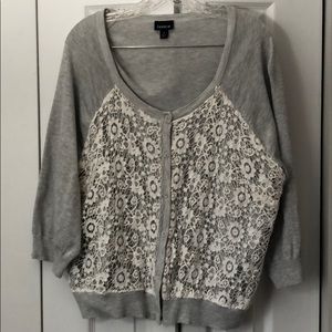 Light Grey Sweater with White Lace
